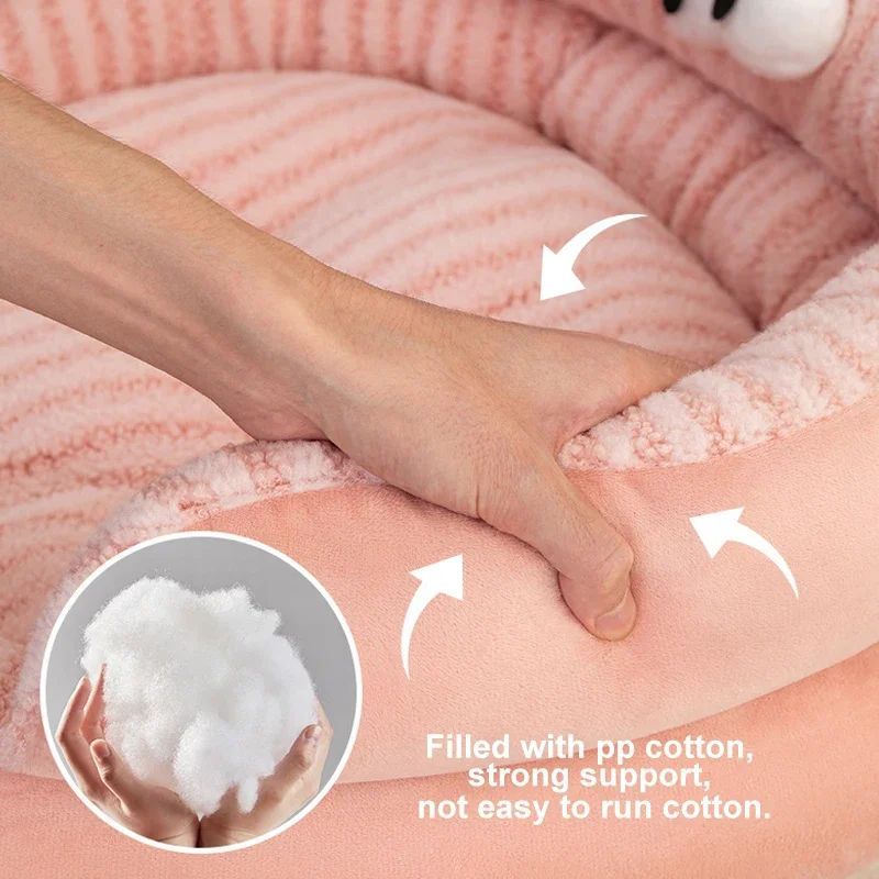 Pet Cat Bed Modern Solid Color Soft Warm Washable Plush Puppy Pad Living Room Indoor Winter Warm Pet Sleeping Bed