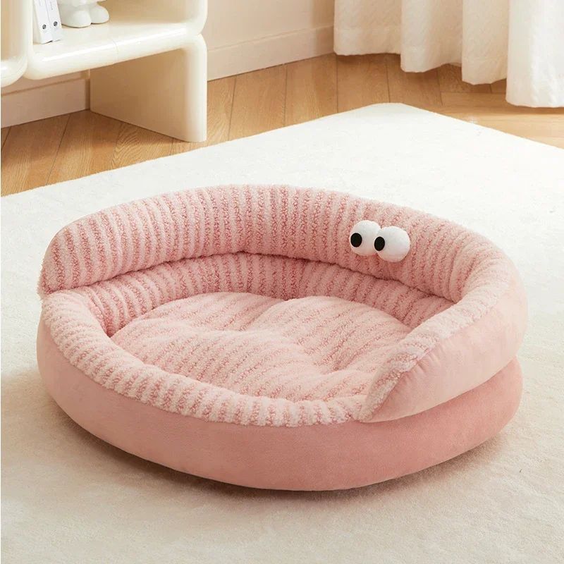 Pet Cat Bed Modern Solid Color Soft Warm Washable Plush Puppy Pad Living Room Indoor Winter Warm Pet Sleeping Bed