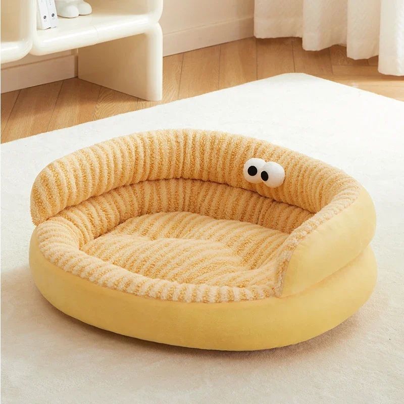 Pet Cat Bed Modern Solid Color Soft Warm Washable Plush Puppy Pad Living Room Indoor Winter Warm Pet Sleeping Bed