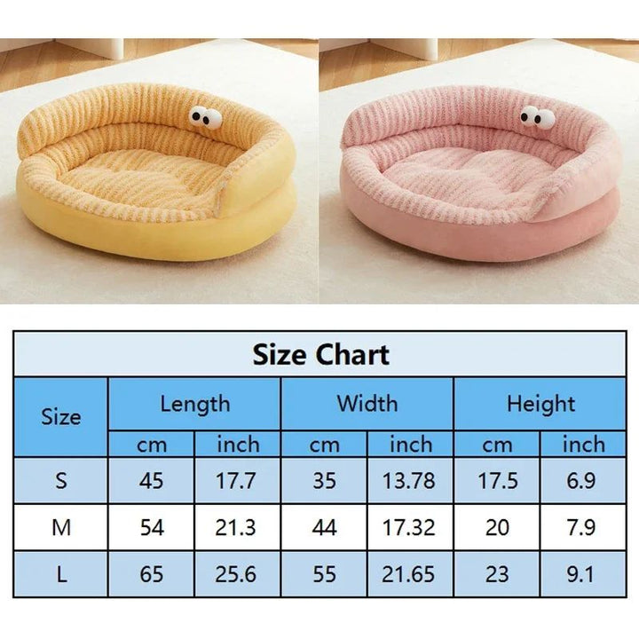 Pet Cat Bed Modern Solid Color Soft Warm Washable Plush Puppy Pad Living Room Indoor Winter Warm Pet Sleeping Bed